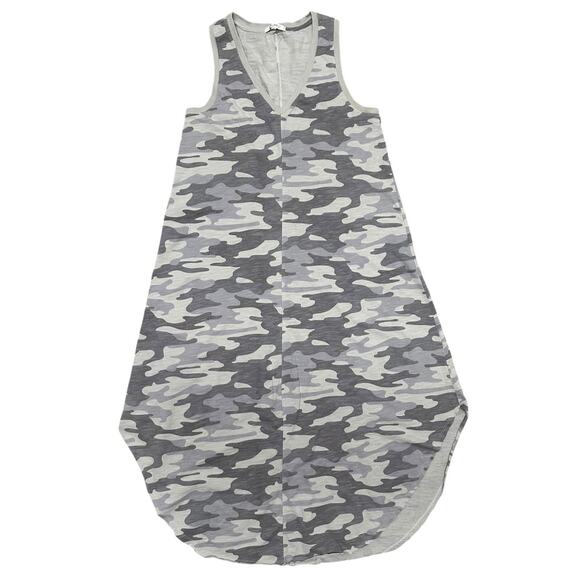 Z Supply Reverie Gray Camoflauge Cotton Midi Casual Dress Sz S Vacation Military - Picture 1 of 12
